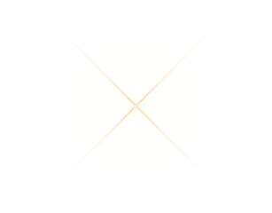 Orange 4-point light sparkle flare effect isolated on transparent background – Minimal glowing X-shape starburst, Soft radiant shine, Subtle light burst, Clean symmetrical flare overlay