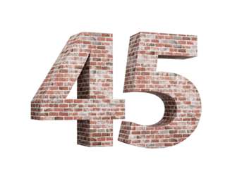 Number Forty Five 45 Digit Made Of Old Grunge Texture Wall Of Bricks 3D Illustration