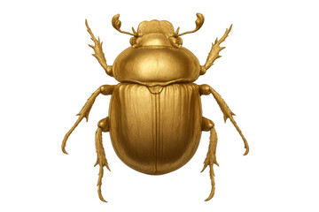 Golden scarab beetle on transparent background: exhibiting luxury and history