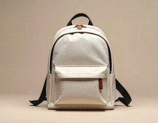 Small white backpack with black zipper
