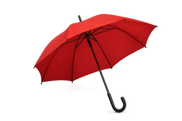 Classic red umbrella open on transparent background