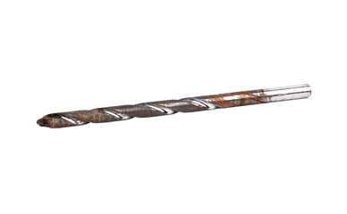 A rusty metal drill bit, an essential tool for construction and DIY tasks.
