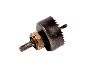 Used metal hole saw drill bit for construction and DIY.