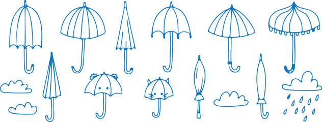 Umbrella Outline Vector – Minimal Rain Protection Icon, Hand Drawn Weather Doodle, Line Art Illustration, Isolated Black and White Clipart, Simple Rainy Day Design