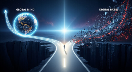 Road to global mind versus digital babel