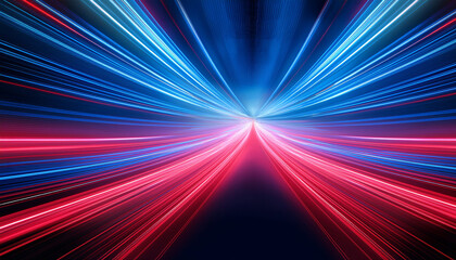 Dynamic Abstract Digital Design Featuring Vibrant Blue And Red Neon Light Trails Creating Sense Of Movement And Energy This Visually Striking Image Evokes Feeling Of Speed And Modernity