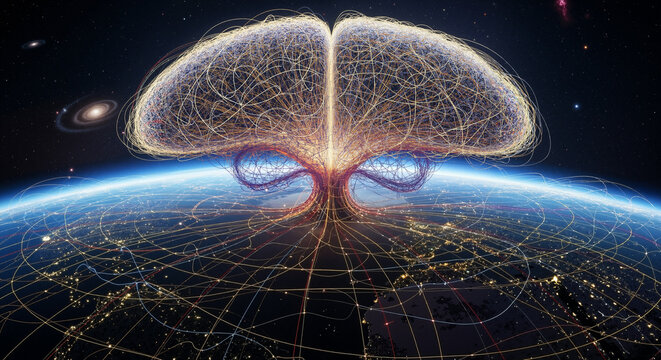 Galactic Brain Over Earth