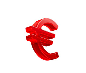 Fototapeta premium Vibrant red 3D Euro currency symbol. Finance, economy, and investment concept. 3d illustration