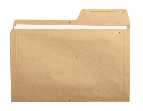 Brown kraft folder on neutral background flatlay