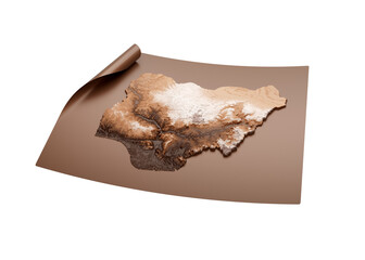 Vintage Map Of Nigeria In Brown Unrolled Map Paper Sheet 3d Illustration