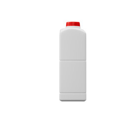Generic white plastic milk bottle with red cap, isolated for product mockups. 3d illustration