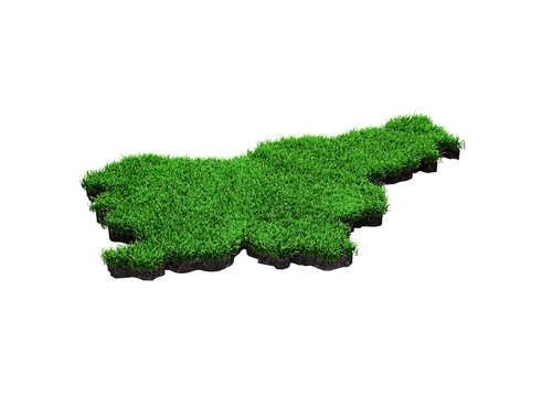 Slovenia Map soil land geology cross section with green grass and Rock ground texture 3d illustration