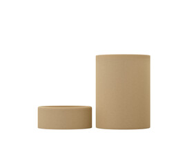 Eco-friendly kraft paper jar and cap for sustainable product packaging mockup. 3d illustration