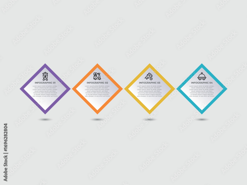 Poster business infographic design template with 4 options, steps or processes. can be used for workflow la