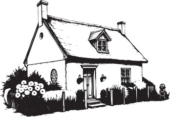 Obraz premium The village house. Hand drawn vector illustration
