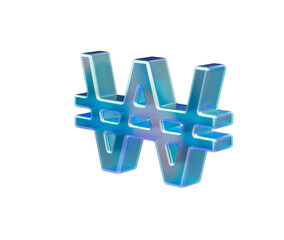 Obraz premium Iridescent 3D Korean Won symbol, representing finance, economy, and investment. 3d illustration