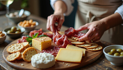 Cheese Board with Charcuterie and Crackers