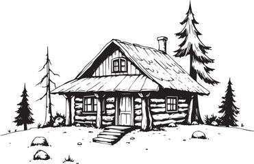 The village house. Hand drawn vector illustration