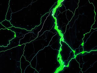 Electric Green Lightning Strikes Against a Dark Background Displaying Chaotic Energy