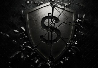 Broken Financial Shield, cracked armor, Failed Financial Protection