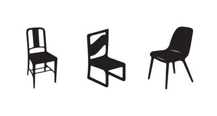  Chair silhouettes, furniture vector set on white background, Black chair icon, vector illustration eps 10.