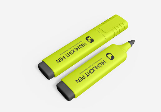 Highlighter Marker Pen Mockup PSD Template