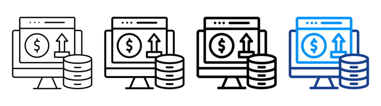 Data Monetization Icon Different Style Outline Collection Set