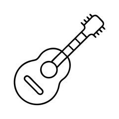Vector art of acoustic guitar, a stringed musical instrument with a hollow body, used in various genres of music performance