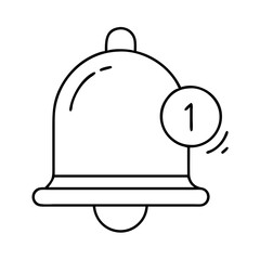 Vector art of notification bell icon with number one for social media and user interface design element concept