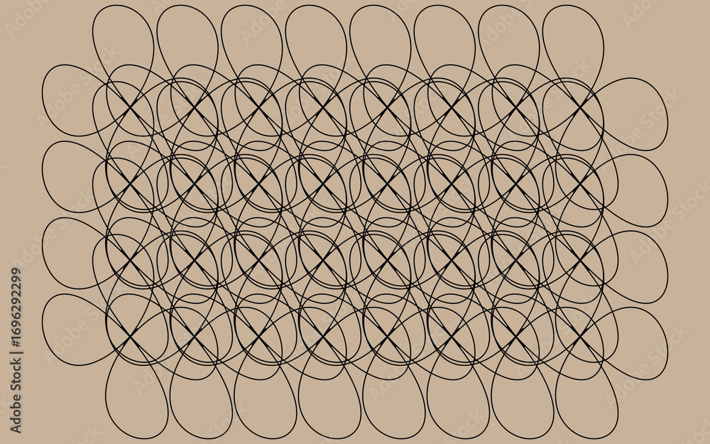 Poster abstract pattern of overlapping loops and crosses on a neutral background