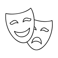 Vector art of comedy and tragedy theatrical masks representing the two opposite sides of the theater and human emotions