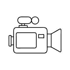 Vector art of retro video camera icon oldfashioned film camera outline vector illustration vintage movie camera line art
