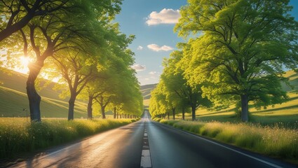 Obraz premium road through the forest