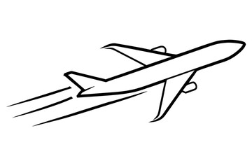 line art Airplane takeoff silhouette vector