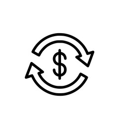 Obraz premium Dollar sign with circular arrows vector icon symbolizing money circulation, economy, and financial exchange