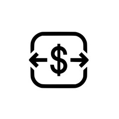 Obraz premium Currency exchange square icon with dollar symbol and arrows representing finance, trade, and money transfer