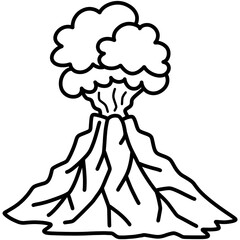 volcano eruption cartoon illustration outline 