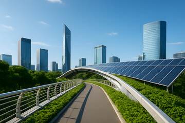 Eco Futuristic Bridge with Solar Panels