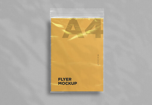 A4 Flyer Mockup with Plastic Bag
