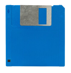 Blue floppy disk on transparent background