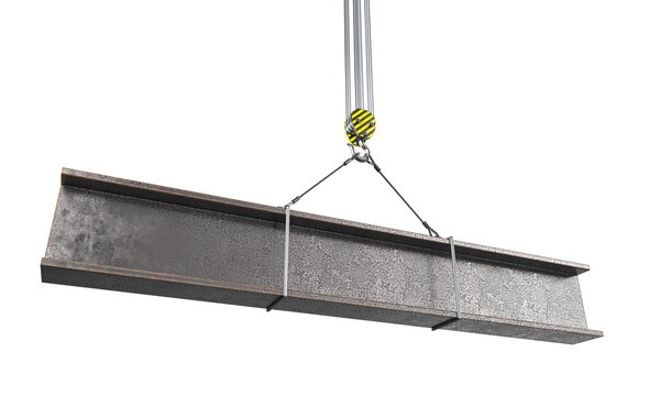 Crane hook steel i beam 3d transparent background
