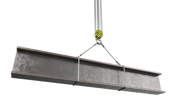 Crane hook steel i beam 3d transparent background