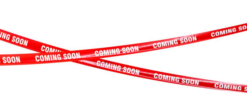 Red ribbons 3d coming soon transparent background