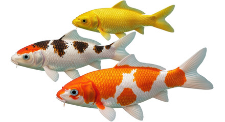 Isolated Koi Fish Trio