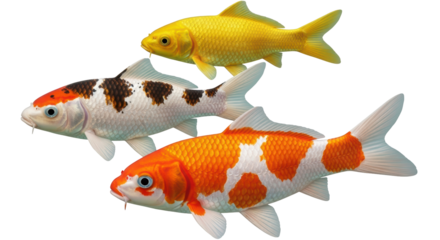 Isolated Koi Fish Trio