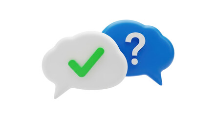 Isolated Speech Bubbles with Checkmark and Question Mark