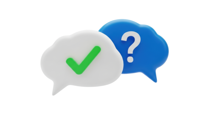 Isolated Speech Bubbles with Checkmark and Question Mark