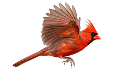 Isolated Red Cardinal Flying