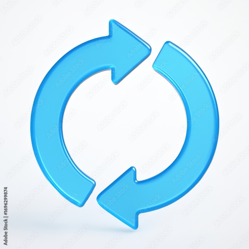 Fototapete 3d rendering of a refresh or recycle symbol with two circular arrows indicating repetition and renew