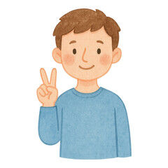 PNG Cute cartoon boy peace sign